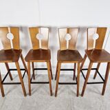 4 vintage brutalist bar stools, 1960s