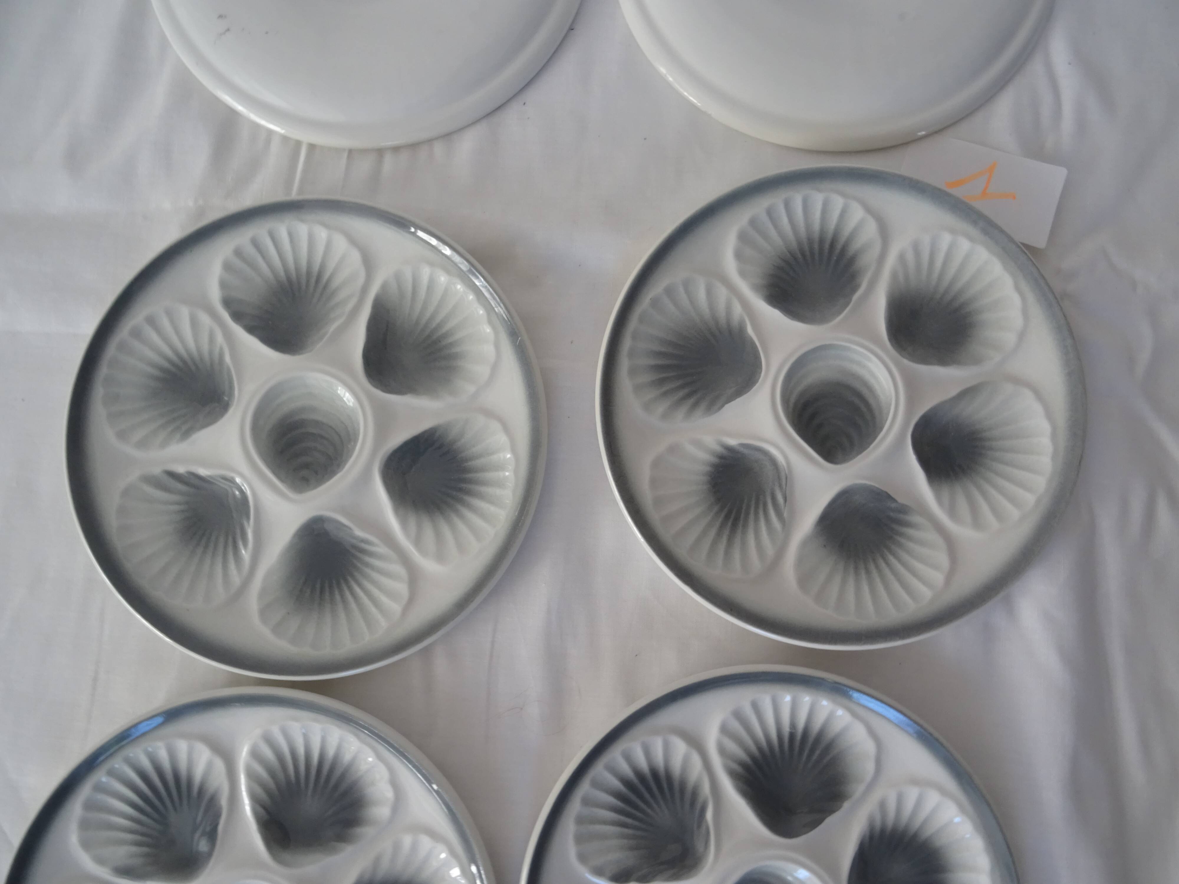 6 Plates oysters mills wolves 430112 shade of gray faience L1