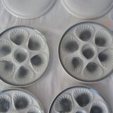 6 Plates oysters mills wolves 430112 shade of gray faience L1