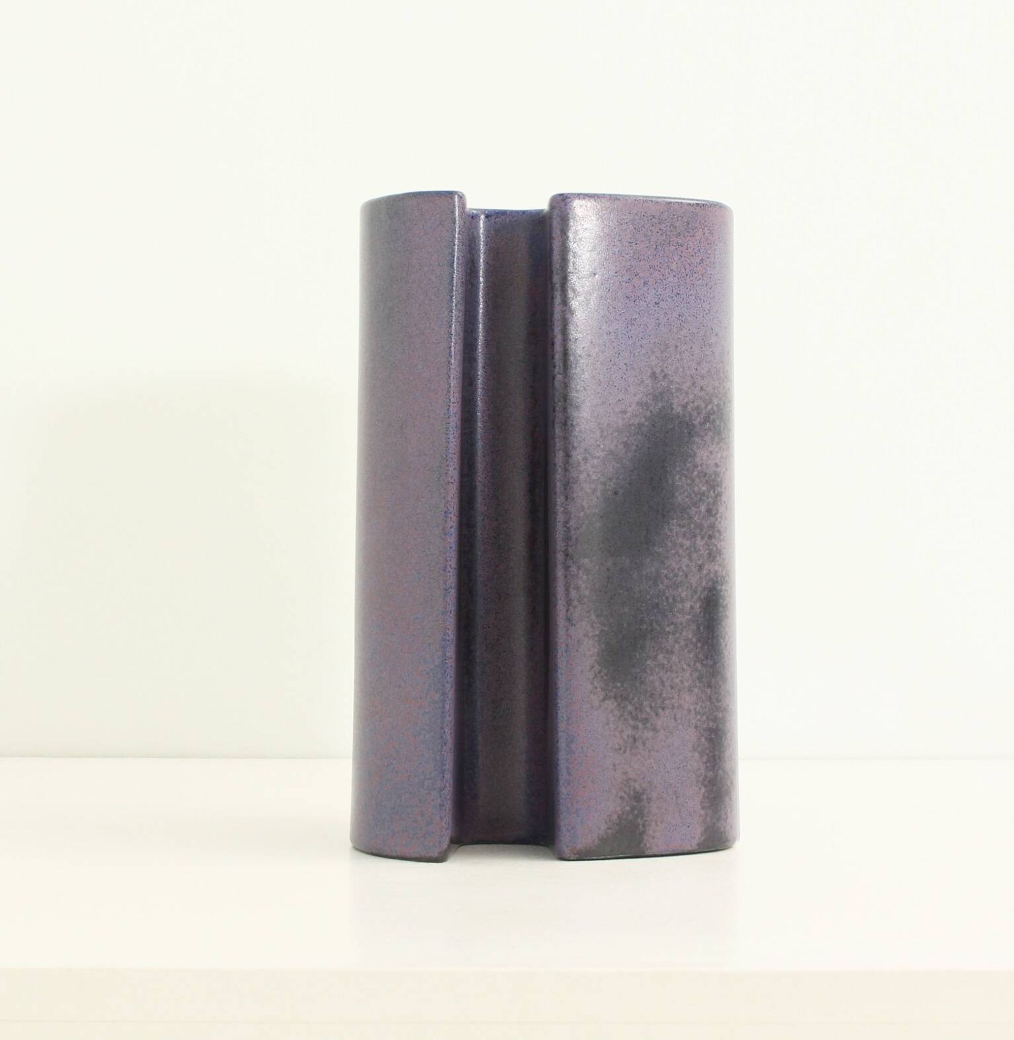 Multifaceted ceramic vase by Angelo Mangiarotti, Italy, 1968.