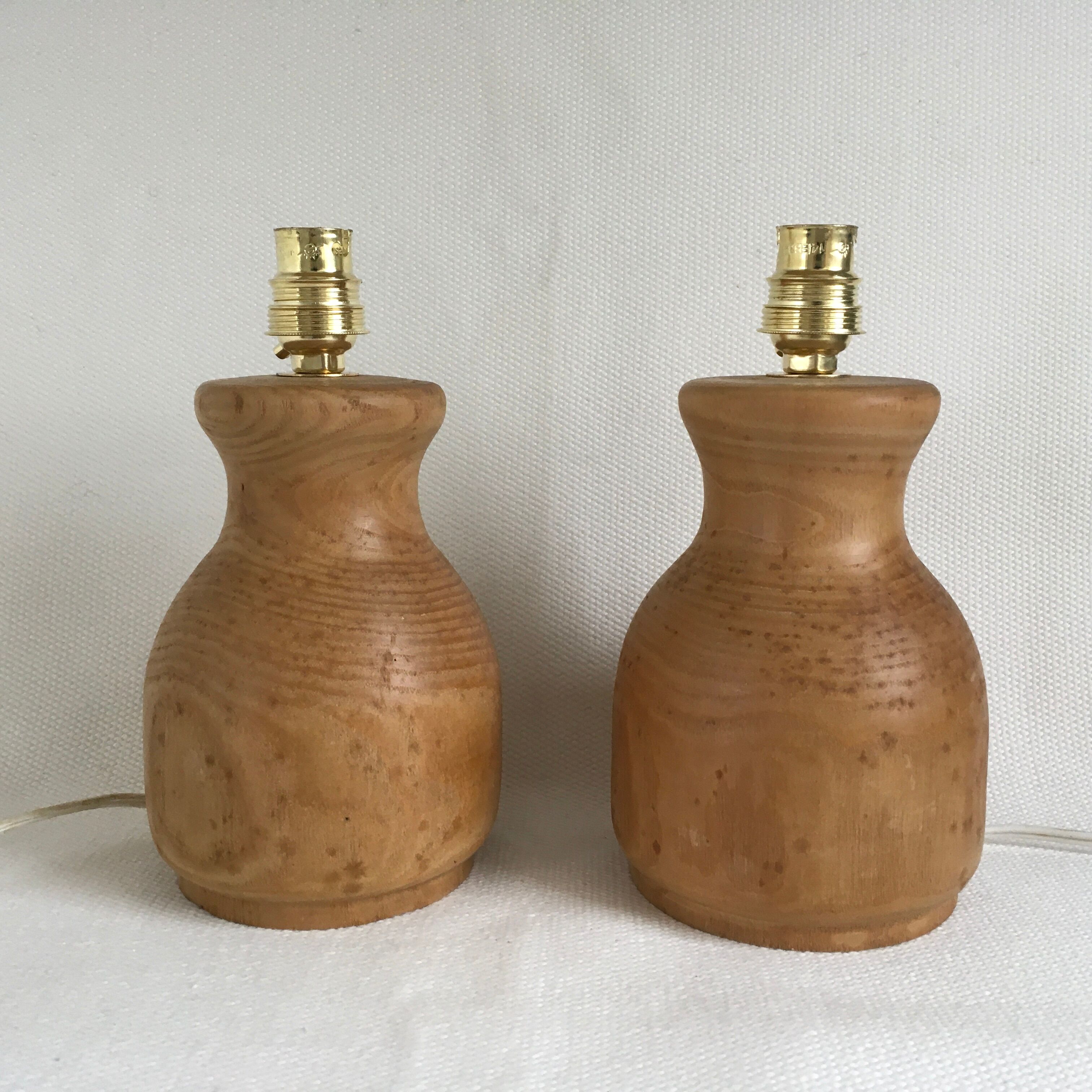 Pair of turned wooden bedside lamp legs