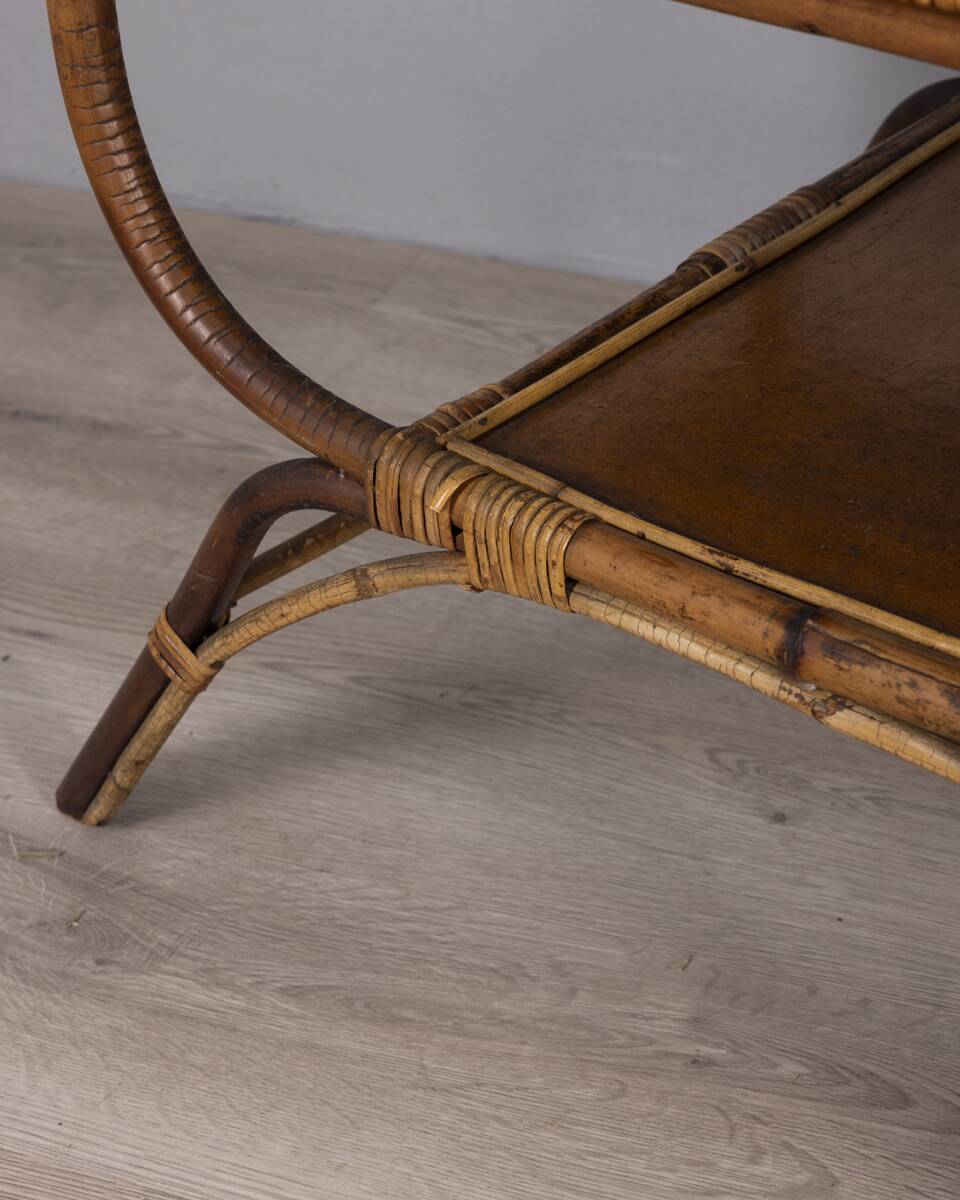 Vintage 1960s Italian design bamboo and wood side table