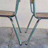 Pair of vintage Mullca metal school chairs 1950s