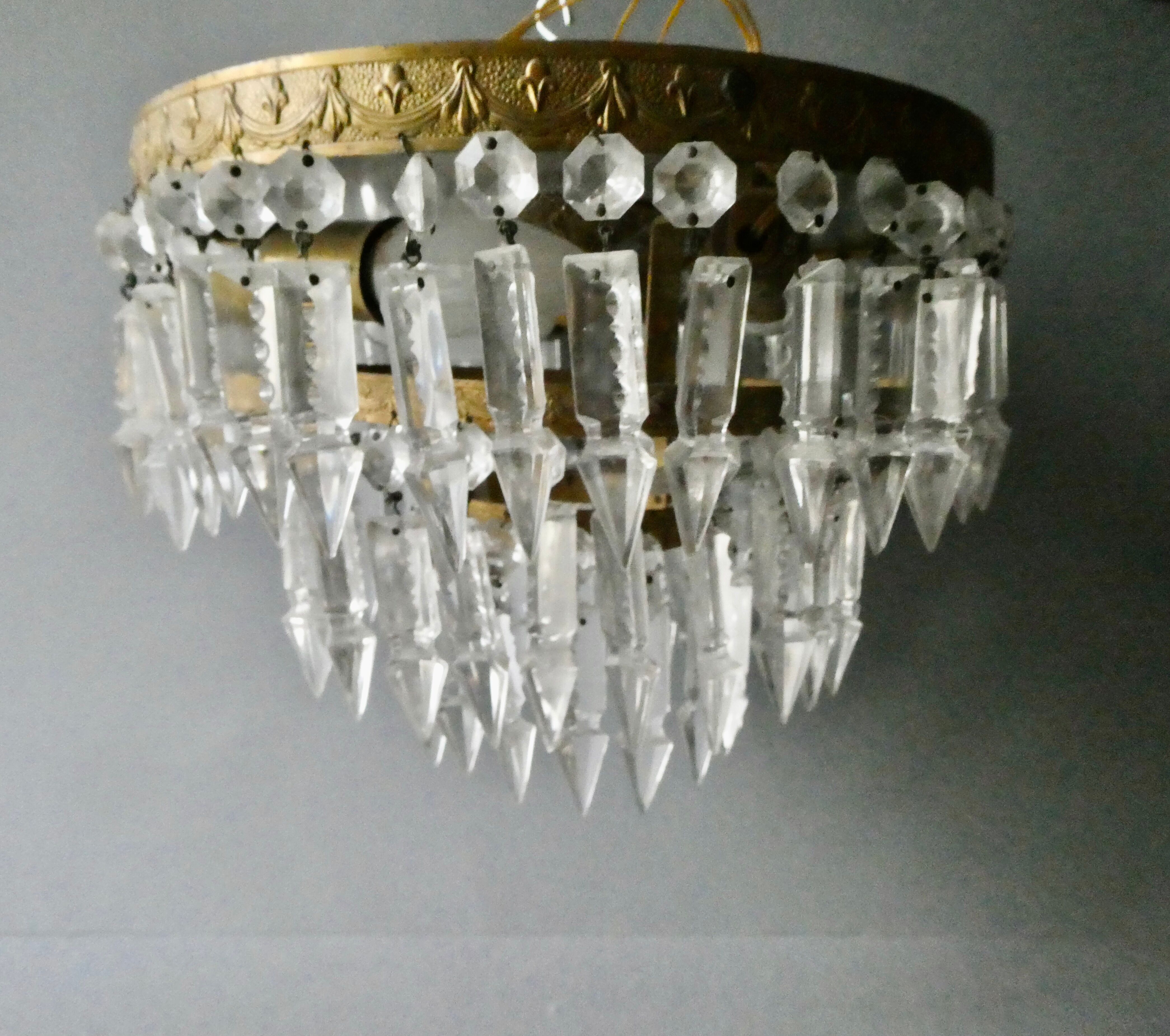 Luster with tassels and brass of the 60s-70s