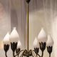 Lustre "Tulip" in brass and glass by Fog and Morup, Denmark.