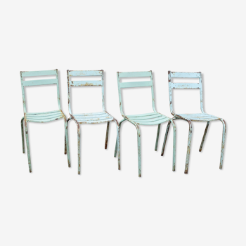 4 metal stackable garden chairs or bistro, Vintage, 1950s-1960s
