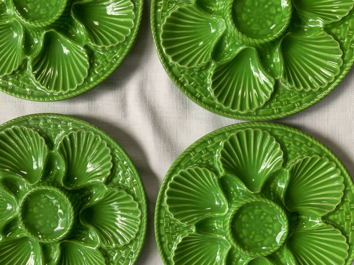 Oyster plates in slipware