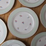6 assiettes anciennes plates fleuries rebord mint