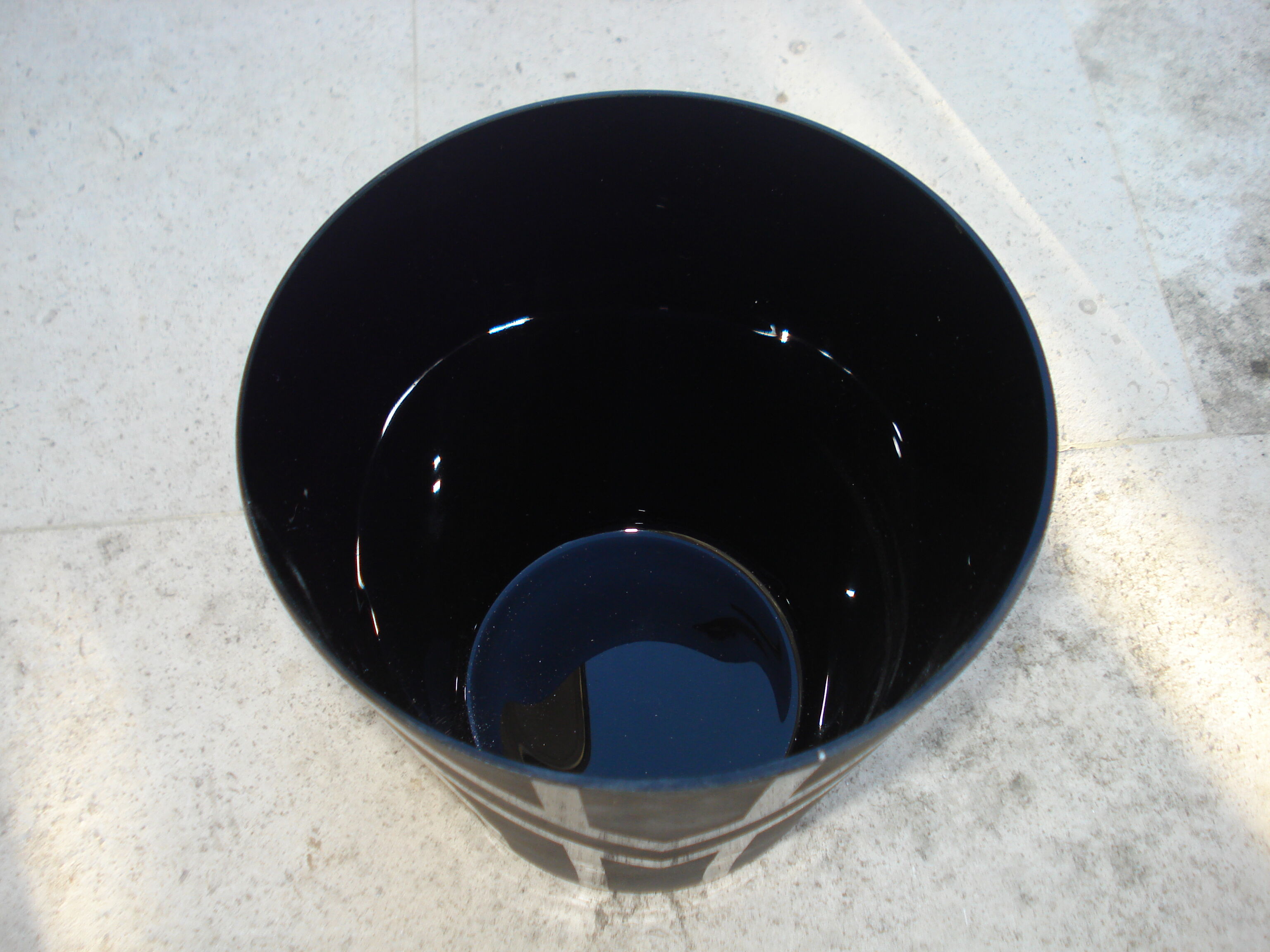 Covered cubist glass pot La Coupole Brasserie Paris 1930 signed Riecke