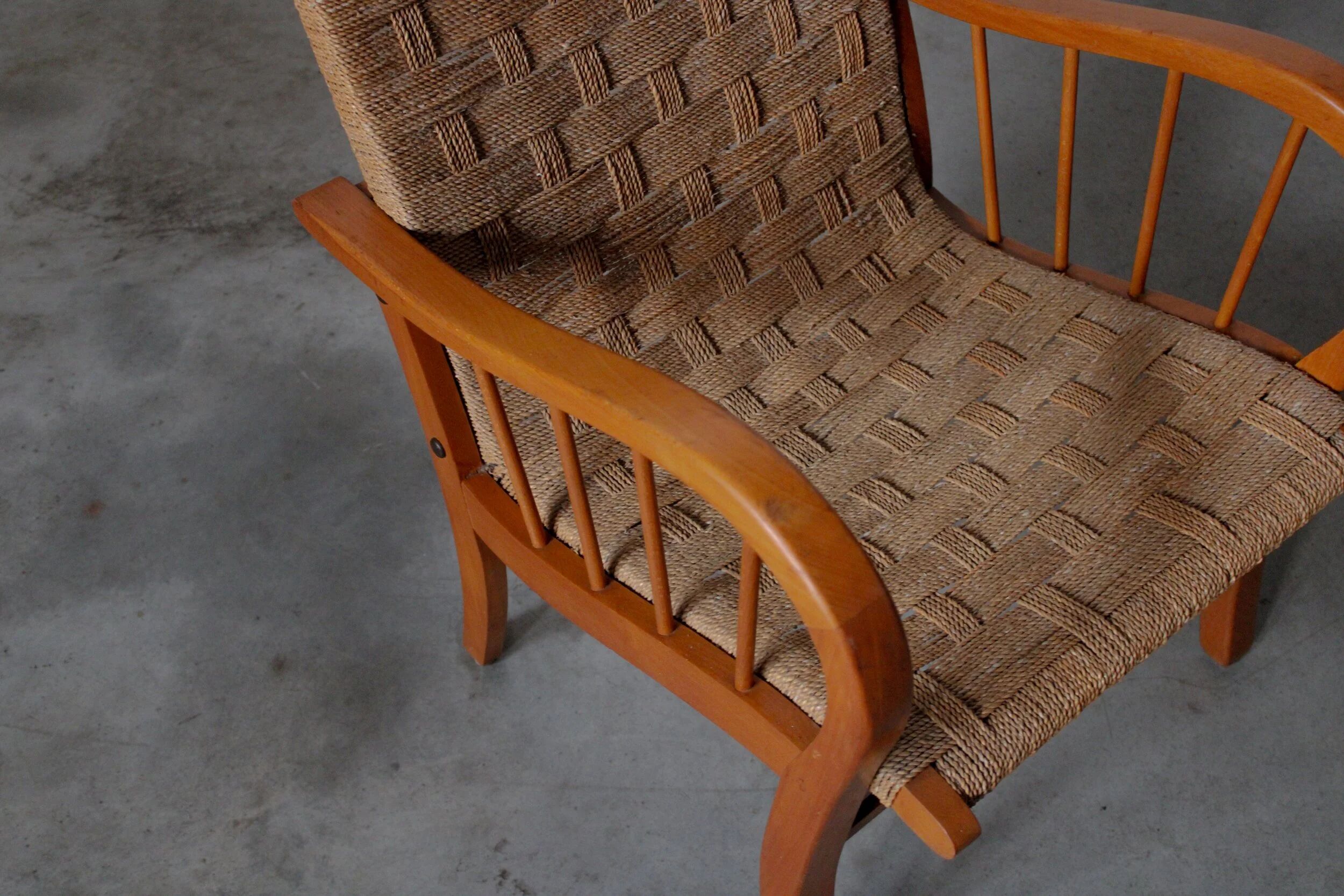 Pair of oak and rope arm chairs - Germany 1950s