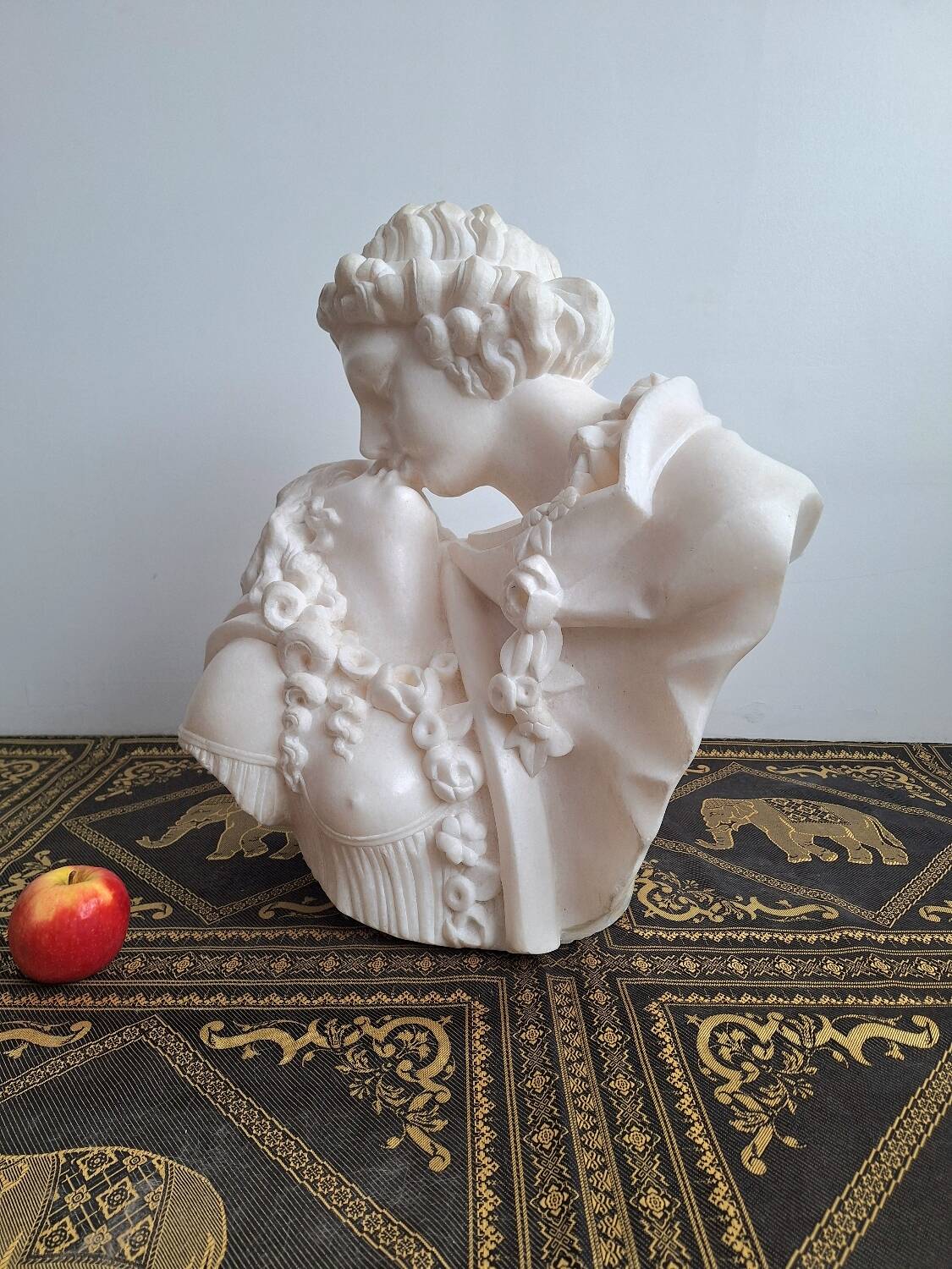 Grand marbre de Carrare d’après Jean-Antoine Houdon, buste ancien « le