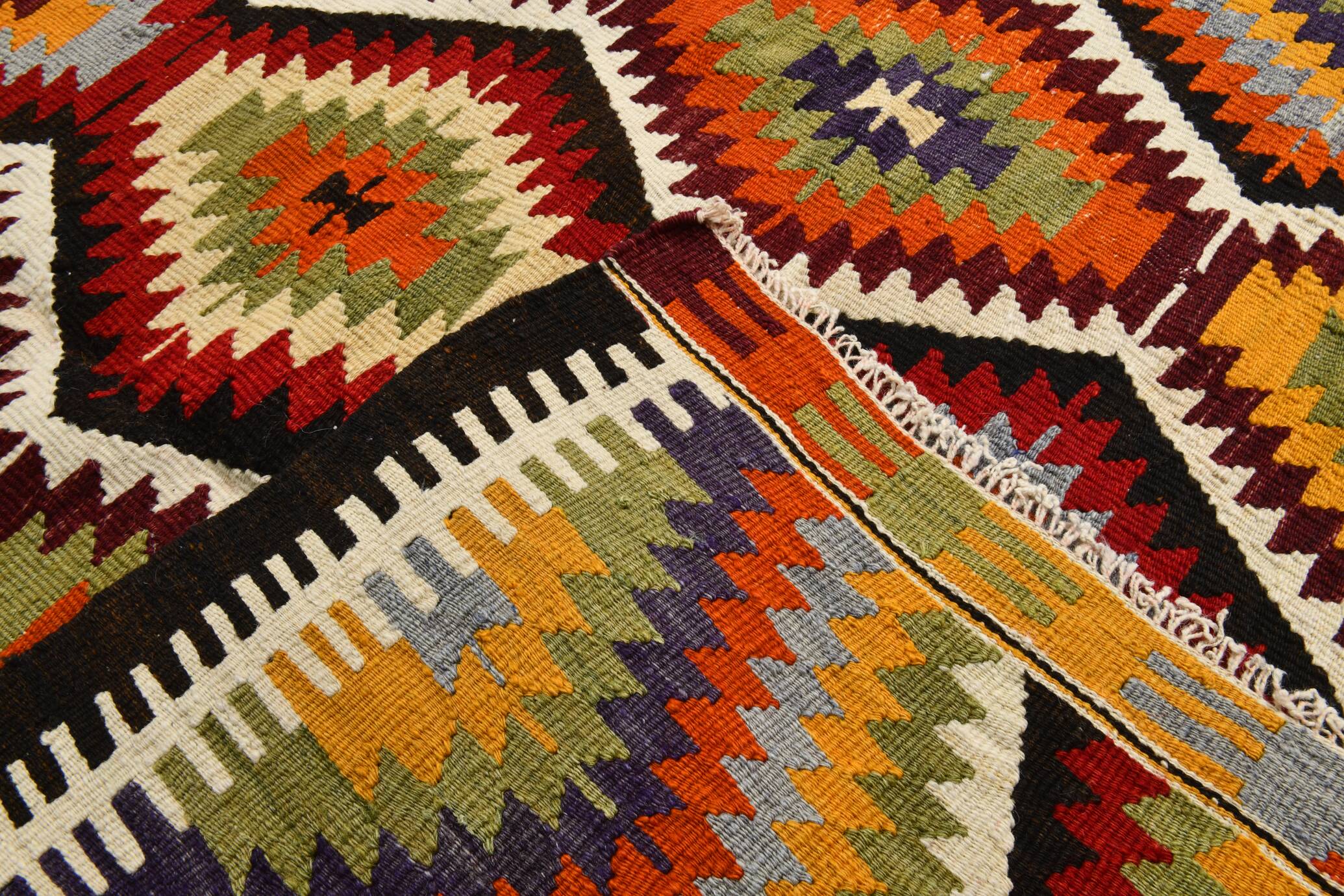 Tapis Kilim géométrique multicolore 5x8, 160x237 cm