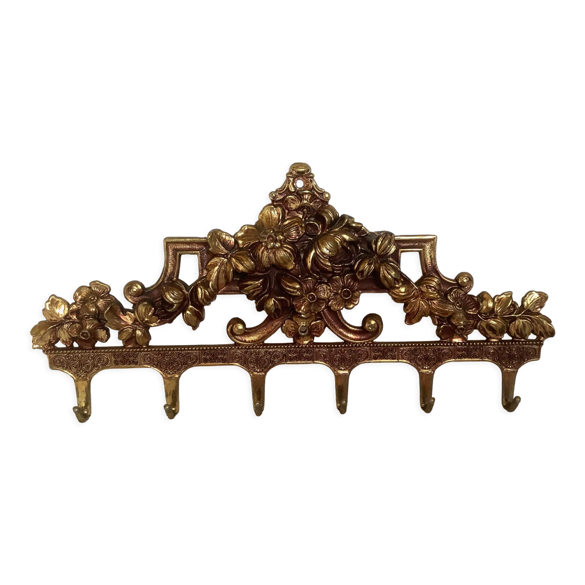 Key hanger key ring door tea towels gilded metal Italy