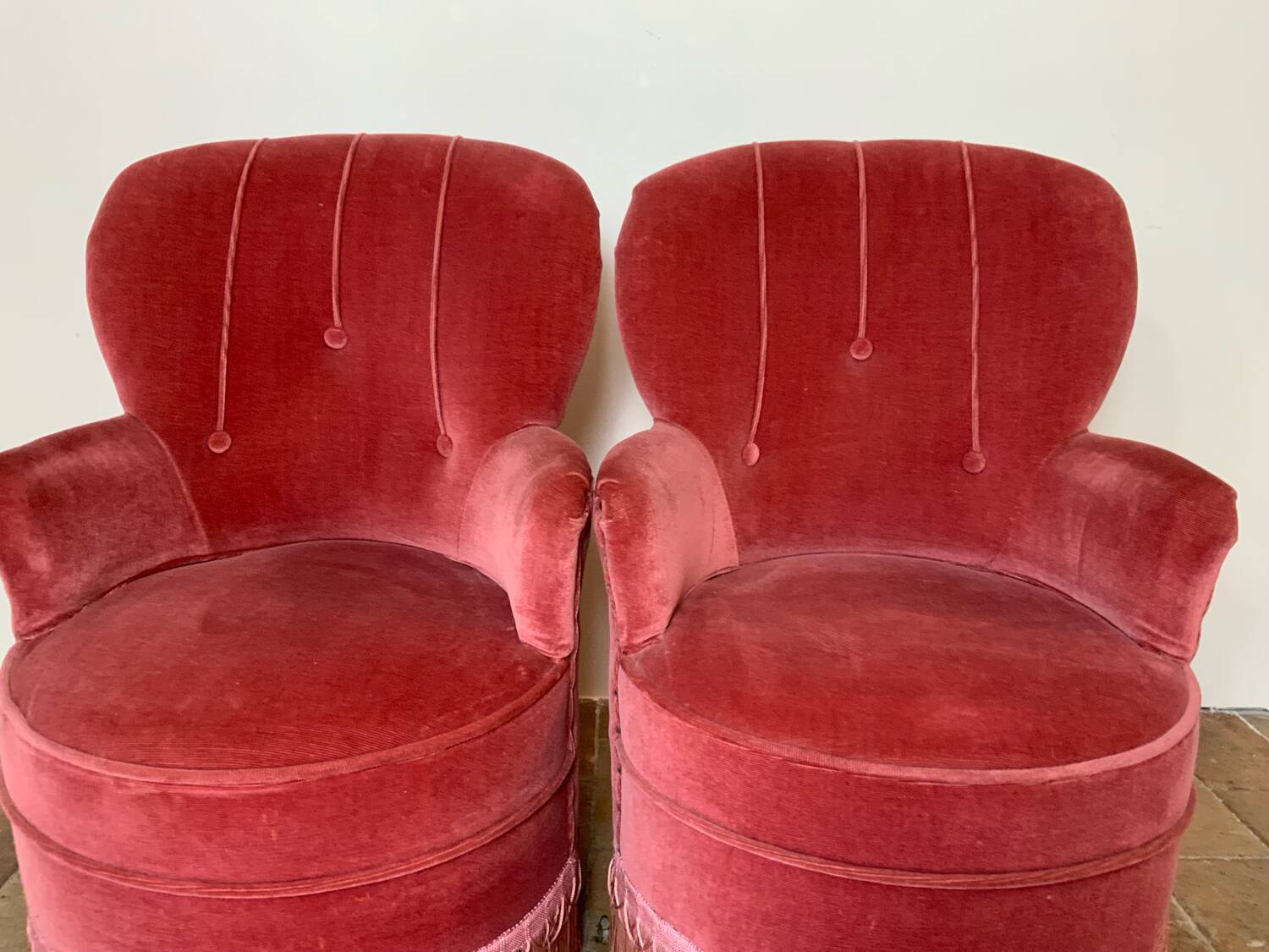 Pair of toadstool armchairs