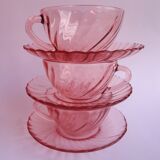 Arcoroc rosaline cups with saucers