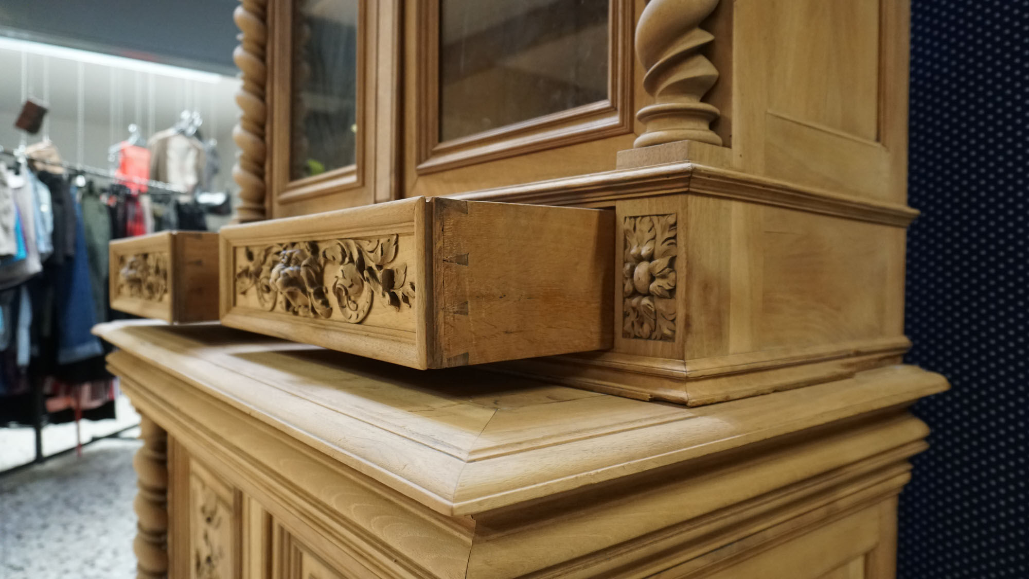 Library showcase carved wood