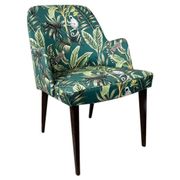 Austrian Thonet armchair from the mid-century with green "Ape" fabric upholstery.