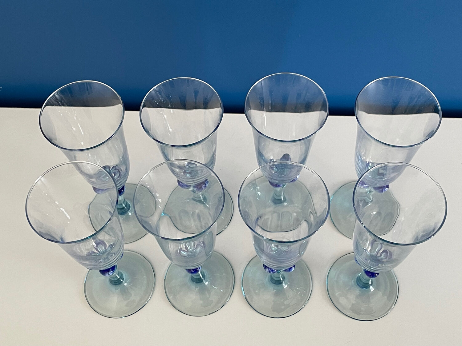 Set of 8 champagne flutes blue luminarc