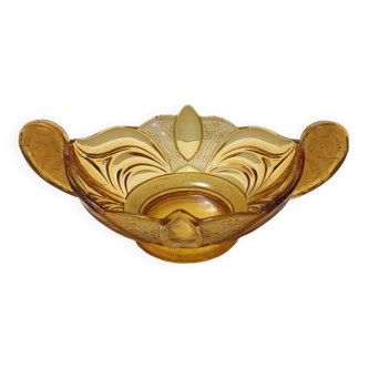 Art Deco Amber Blown Glass Bowl or Centerpiece by Brockwitz, Germany