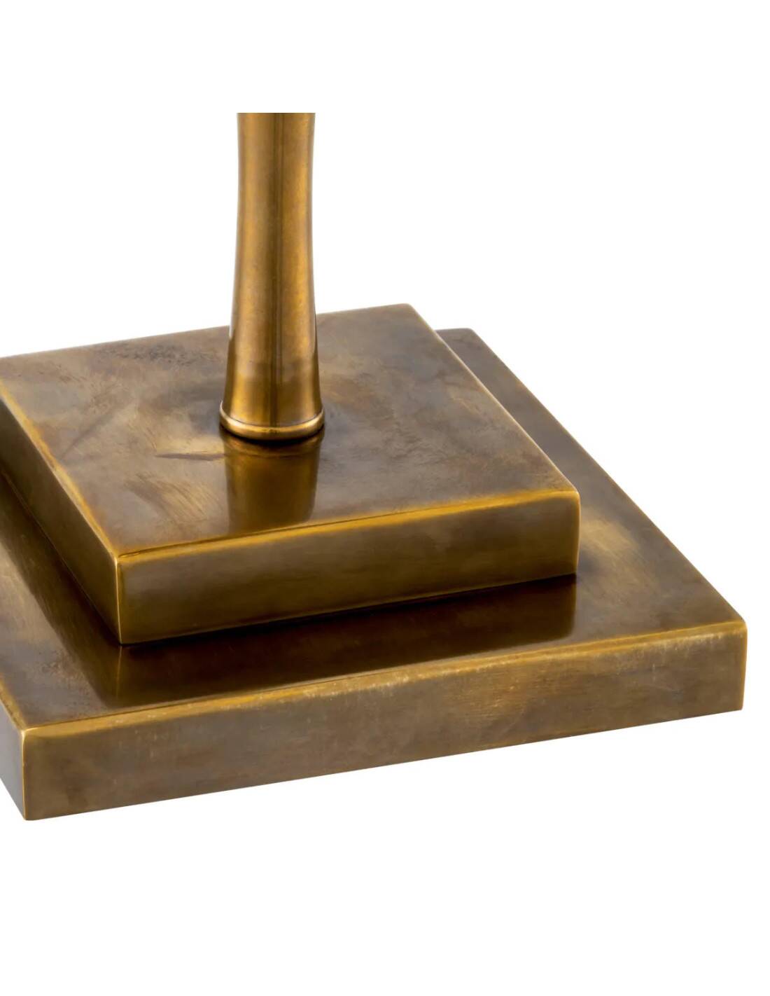 Pair of patinated brass table lamps with bamboo decoration.