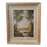 Huile sur toile tableau ancien paysage