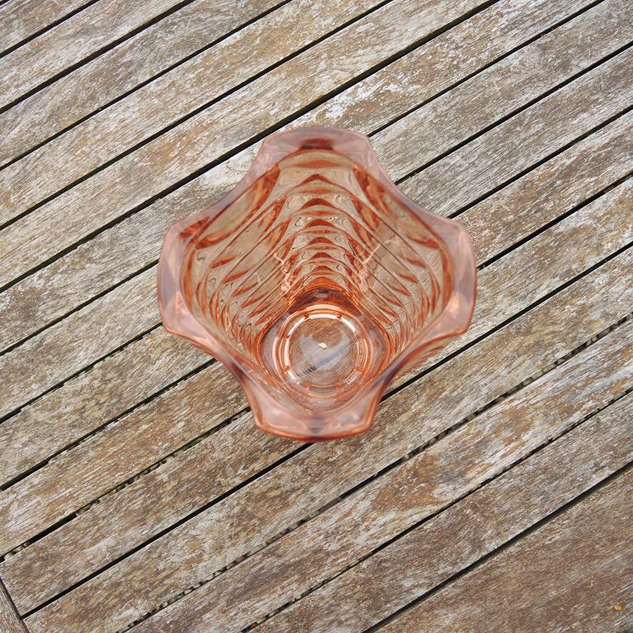 Antique Rosaline vase in pink molded glass
