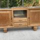 Renovated art deco sideboard in raw solid oak and gray marble 200cm