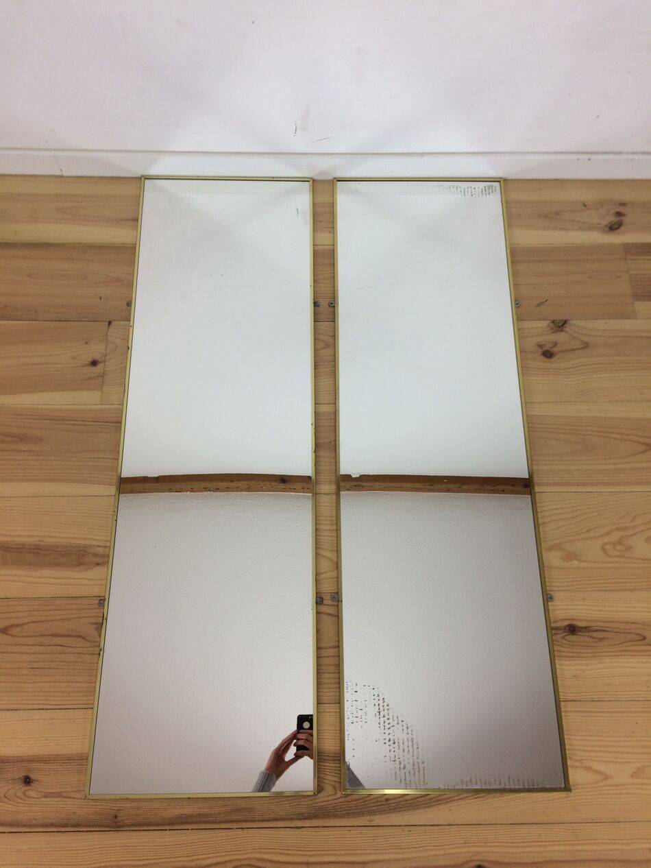 Paire de miroirs dorés 70's , 120 cm