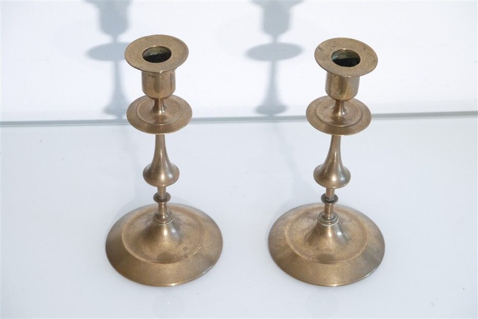 Pair of vintage Scandinavian brass candle holders