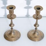 Pair of vintage Scandinavian brass candle holders