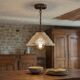 Moulded glass lampshade with floral decoration, granite texture.