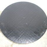Table basse ronde tripode en laiton et verre 1970
