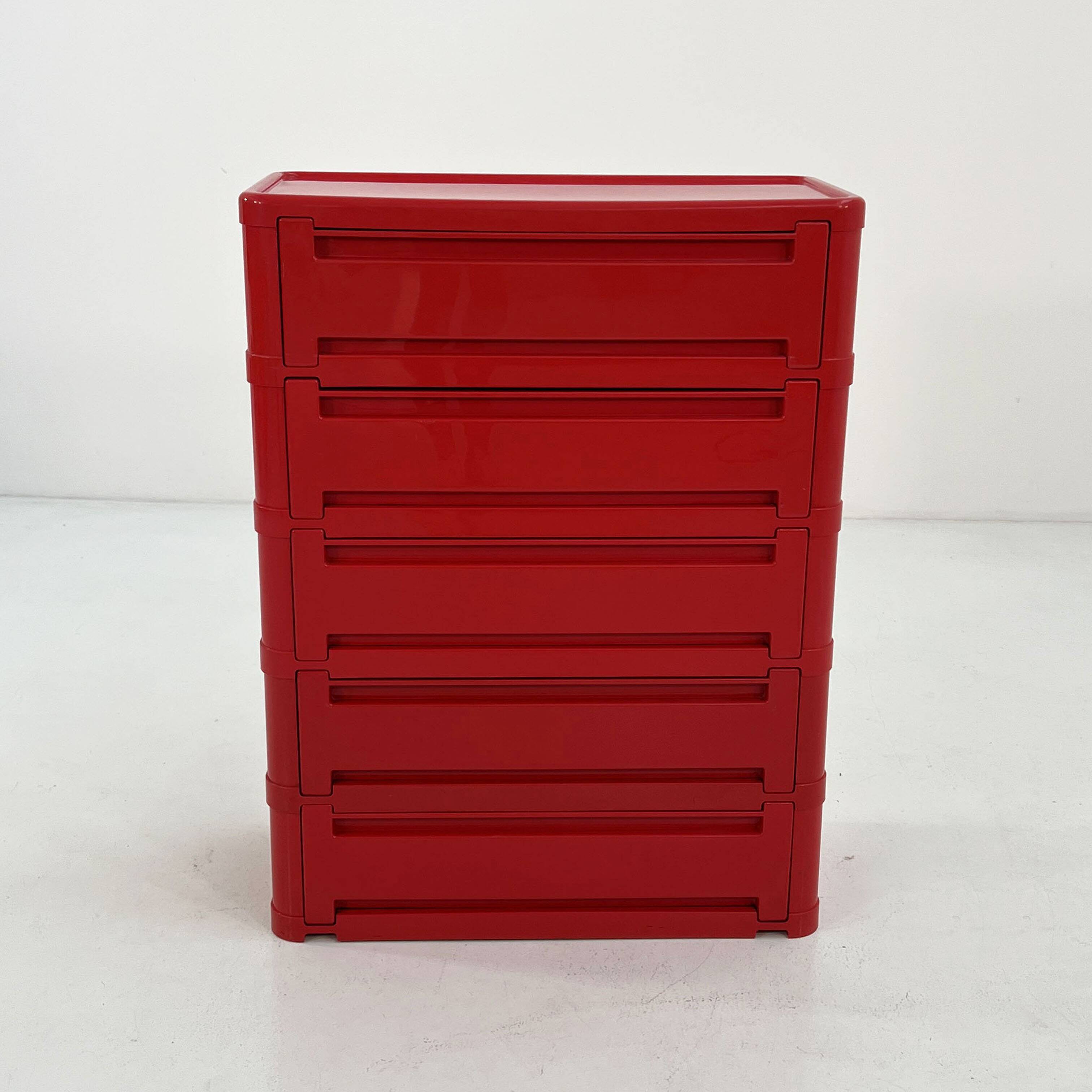 Red cabinet model "4964" by Olaf Von Bohr for Kartell, 1970