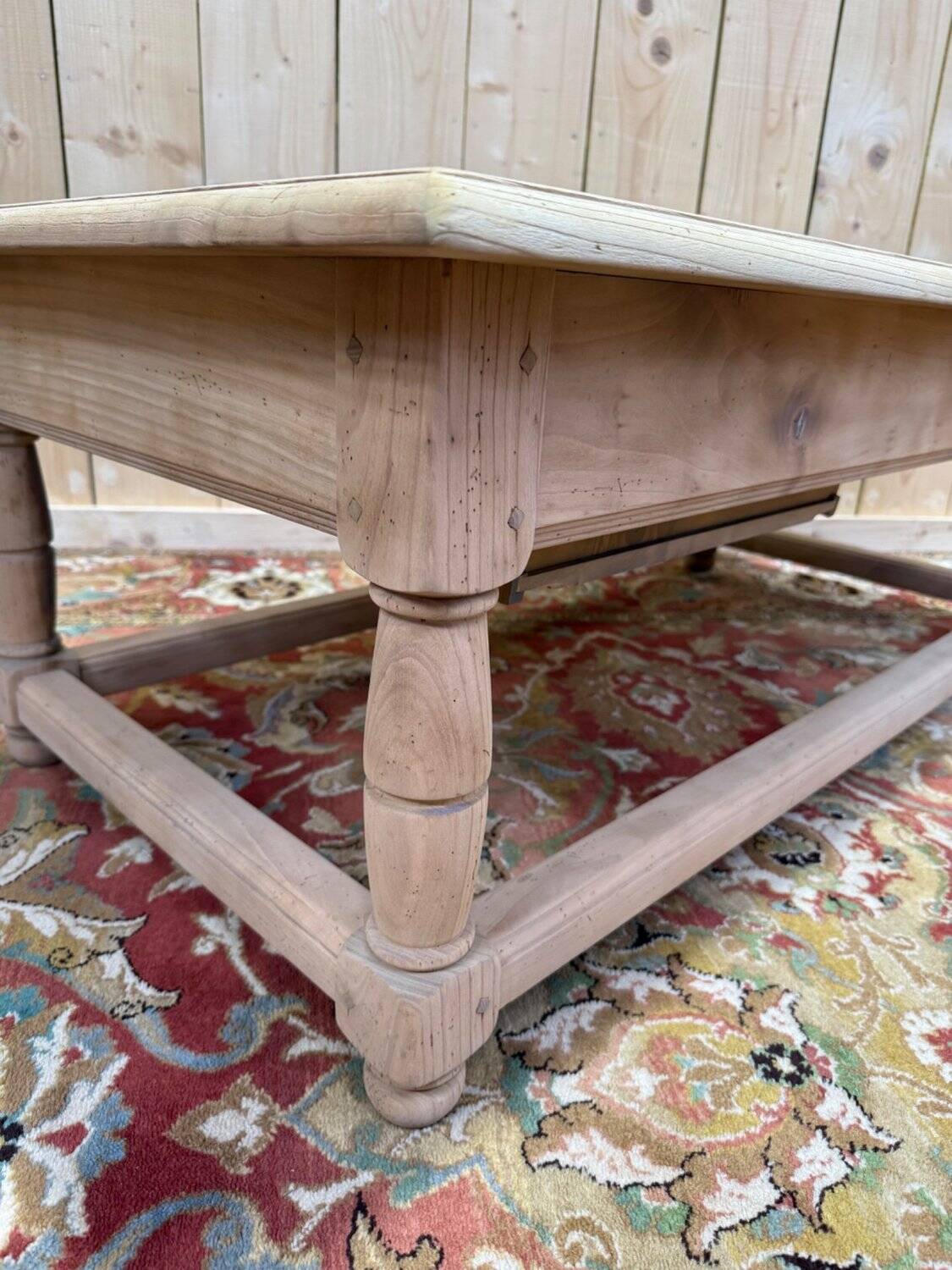 Coffee table – Louis XIII style – Solid cherry wood – Parquet top