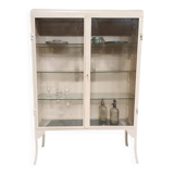 Armoire de médecin double vintage | Armoire à pharmacie blanche sur pieds élégants