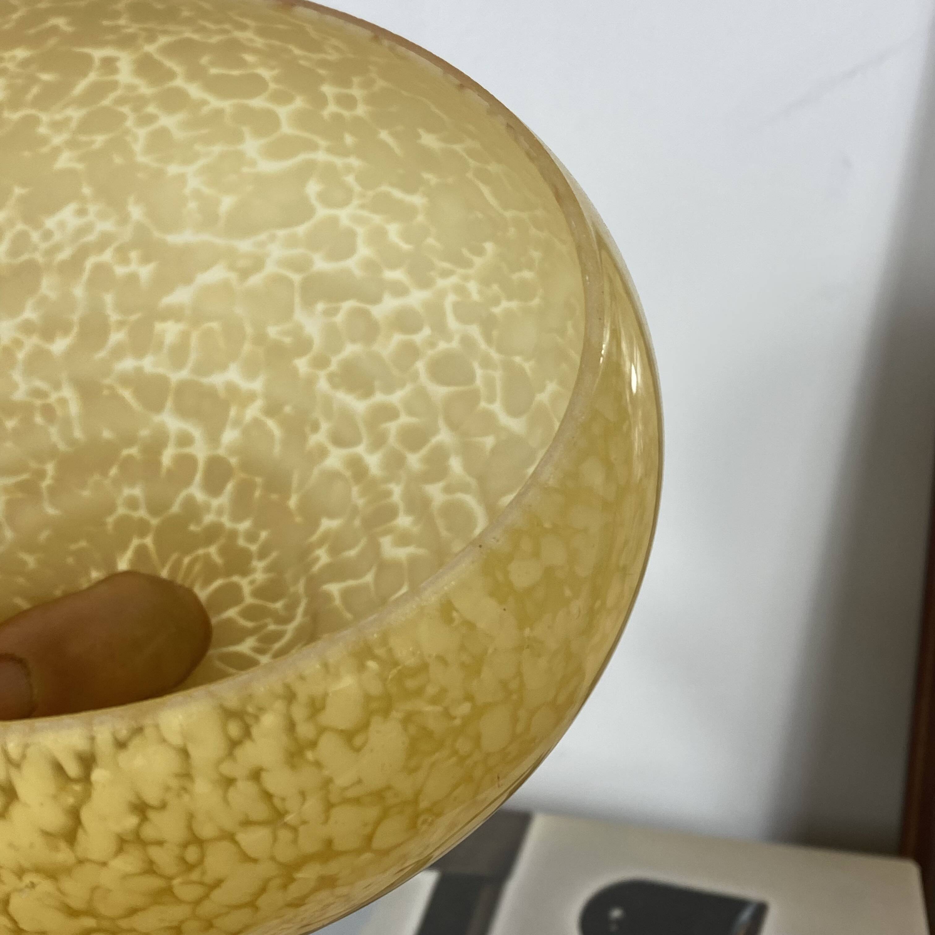 Antique Art Deco yellow-gold speckled glass globe by Clichy for lighting fixture.