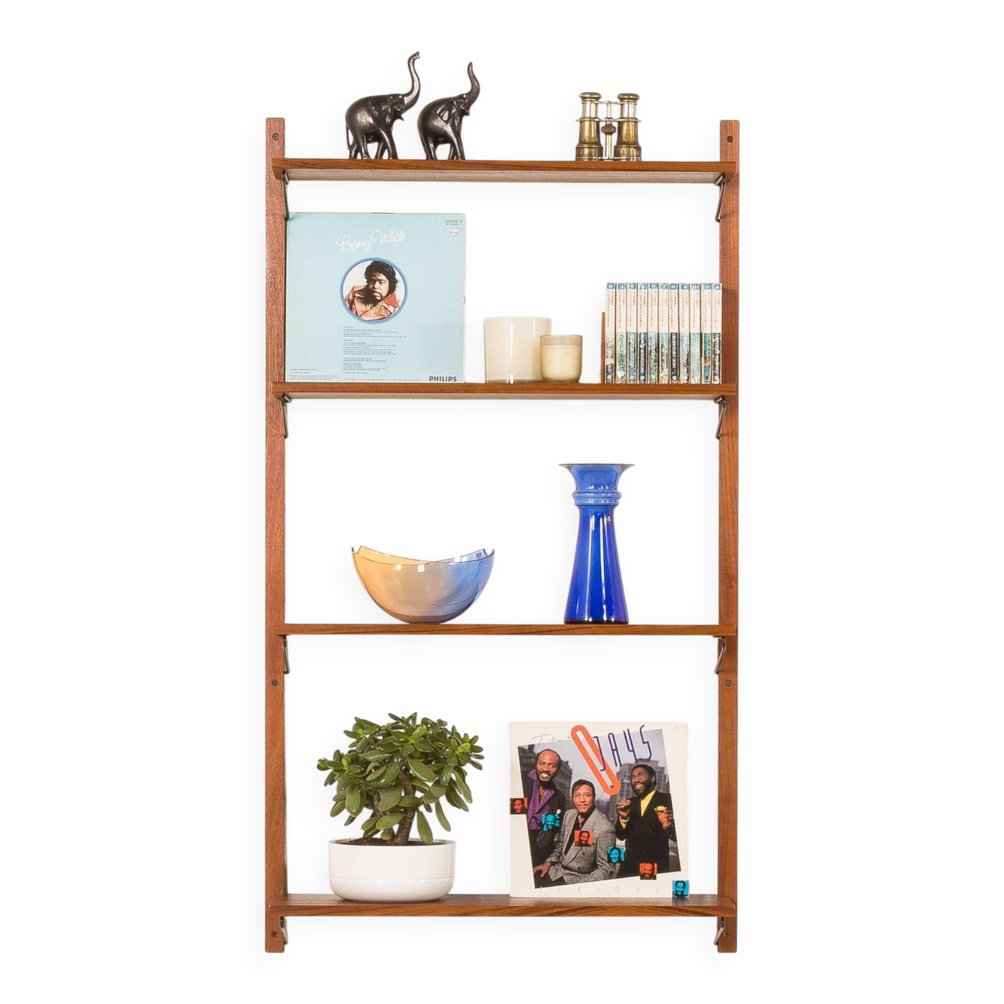 Étagères danoises en teck du milieu du siècle, lot de 4, années 1960