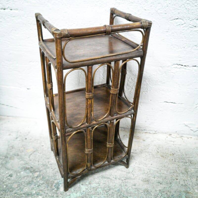 Small rattan and wood shelf