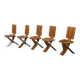 Set of 5 solid oak chairs by Seltz Manufacture 1970's