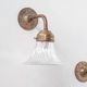 Pair of brass and holophane glass french mid-century wall lights