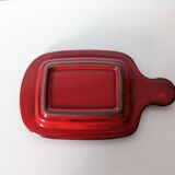 beurrier en grès émaillé rouge