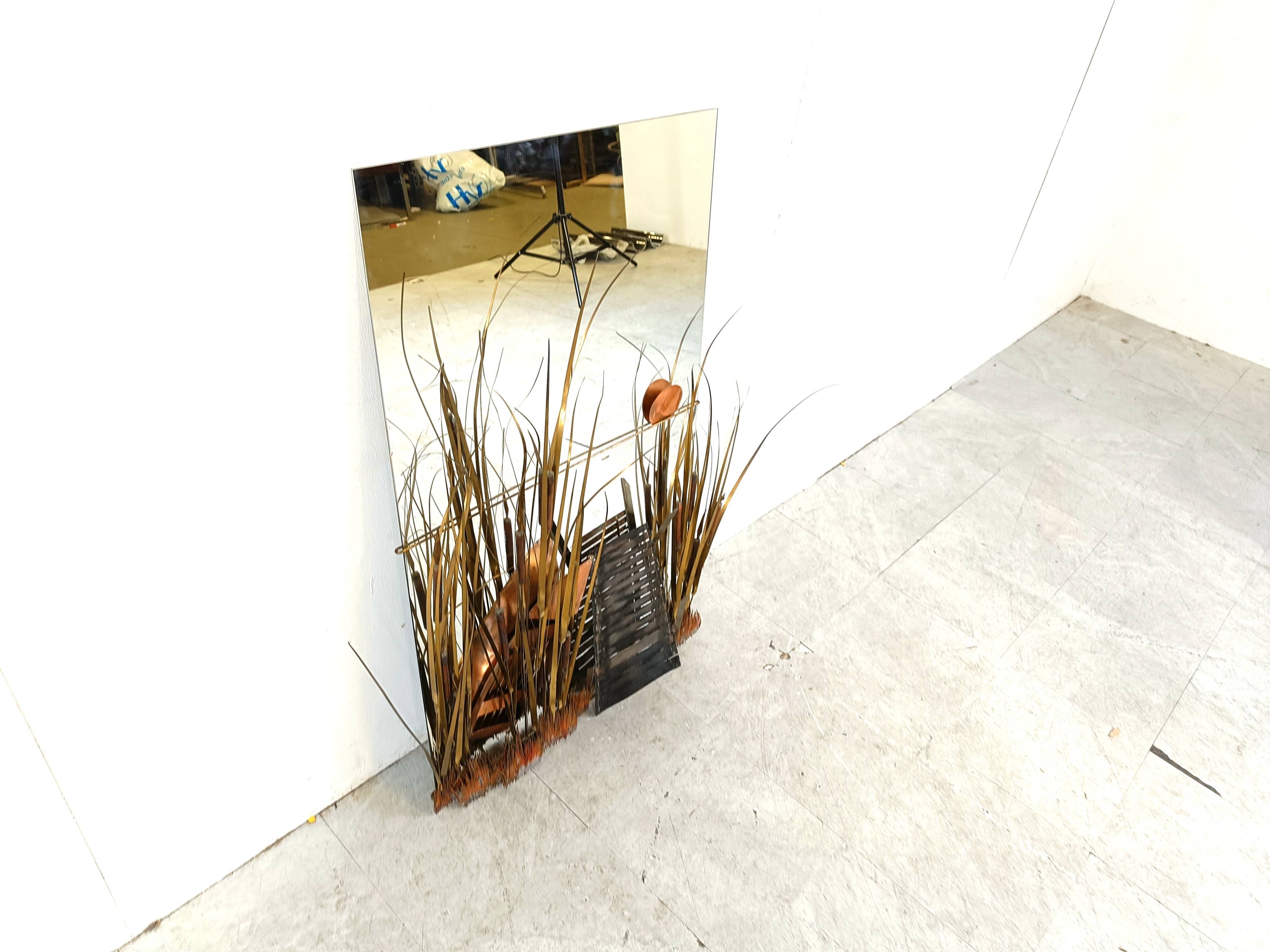 Sculpted copper mirror by Daniel D'haeseleer, 1970s