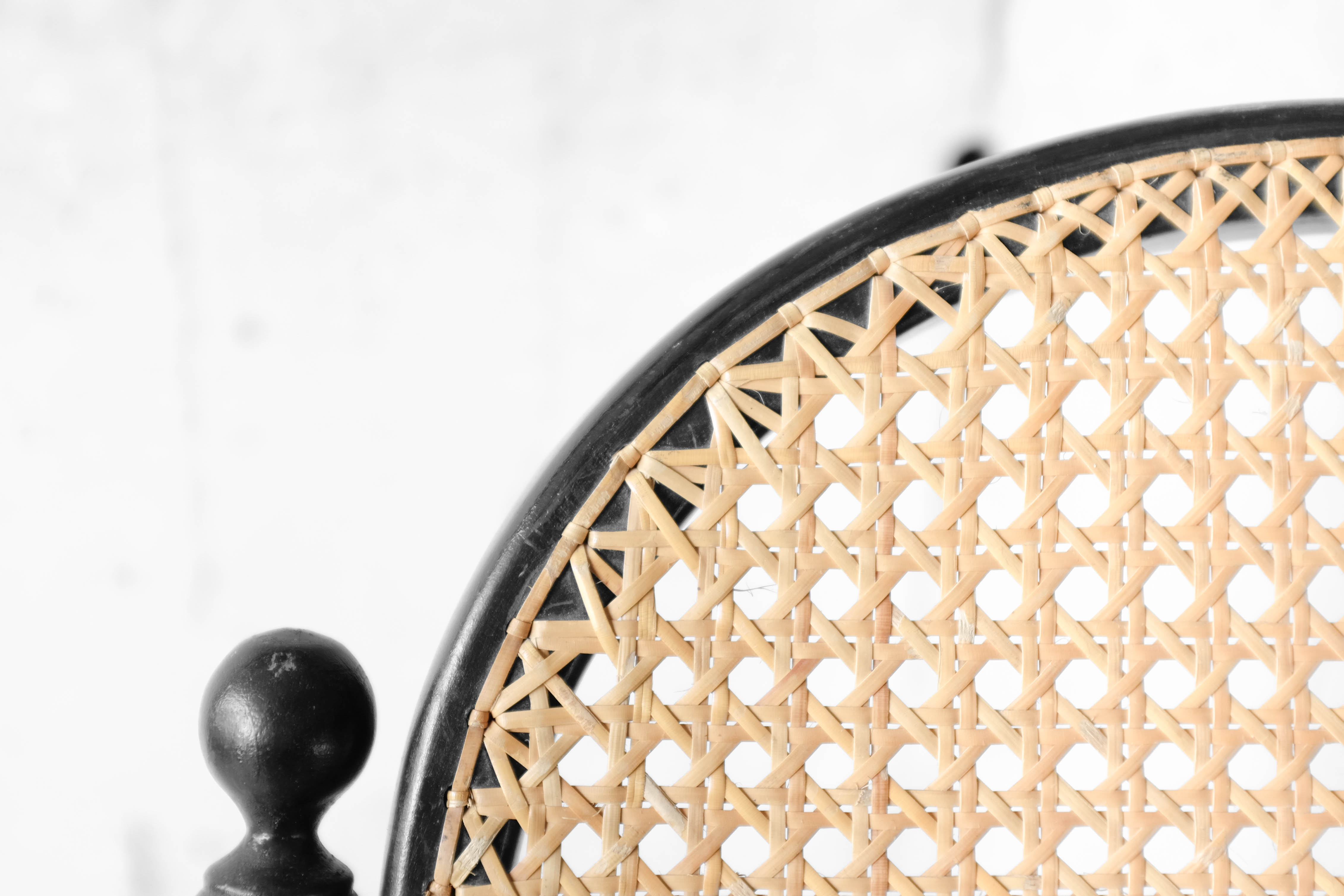Black rocking chair in curved wood, years 50