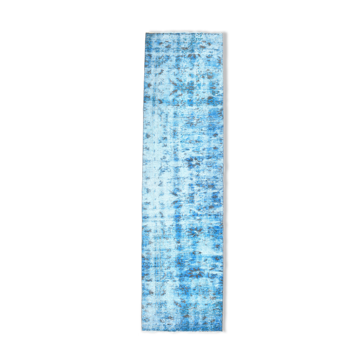 2x9 di̇stressed blue oushak runner rug, 282x75cm