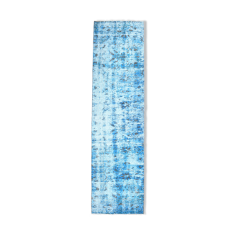 2x9 di̇stressed blue oushak runner rug, 282x75cm