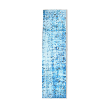 2x9 di̇stressed blue oushak runner rug, 282x75cm