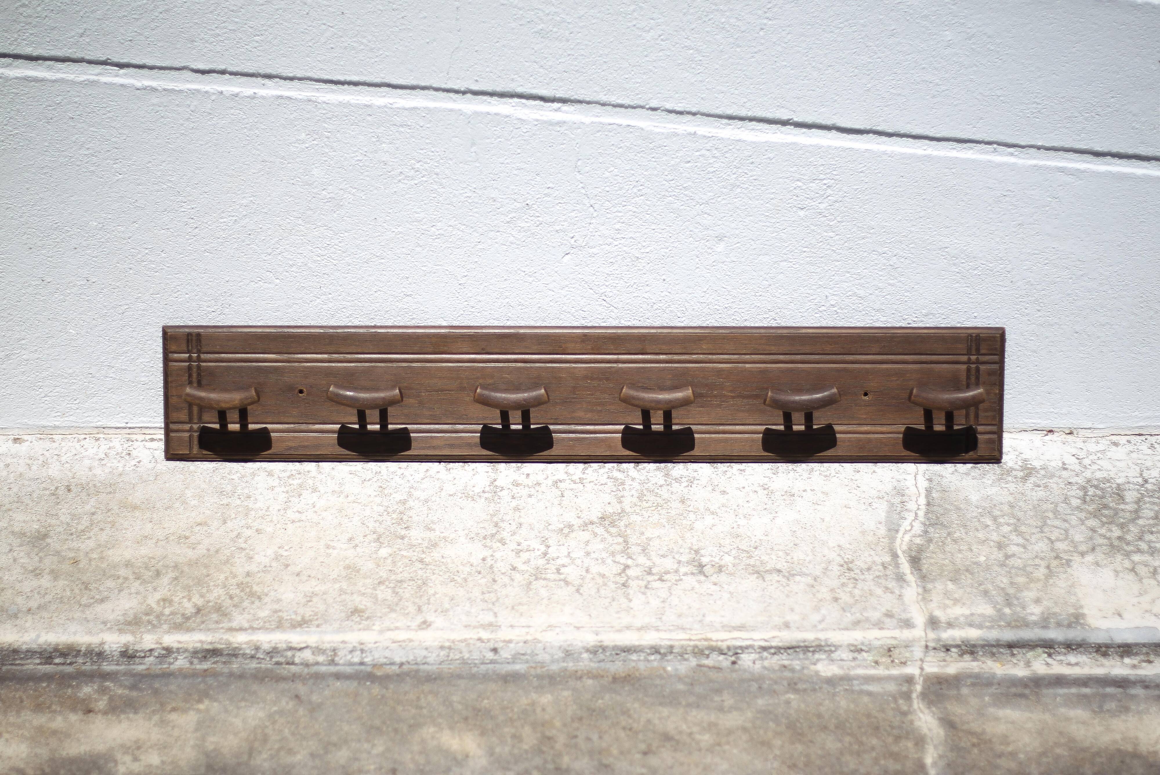 Wall-mounted wooden coat rack, vintage wall-mounted coat rack, curved wood