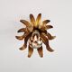 Italian ceiling light in gilded metal, floral design, 1960-70.