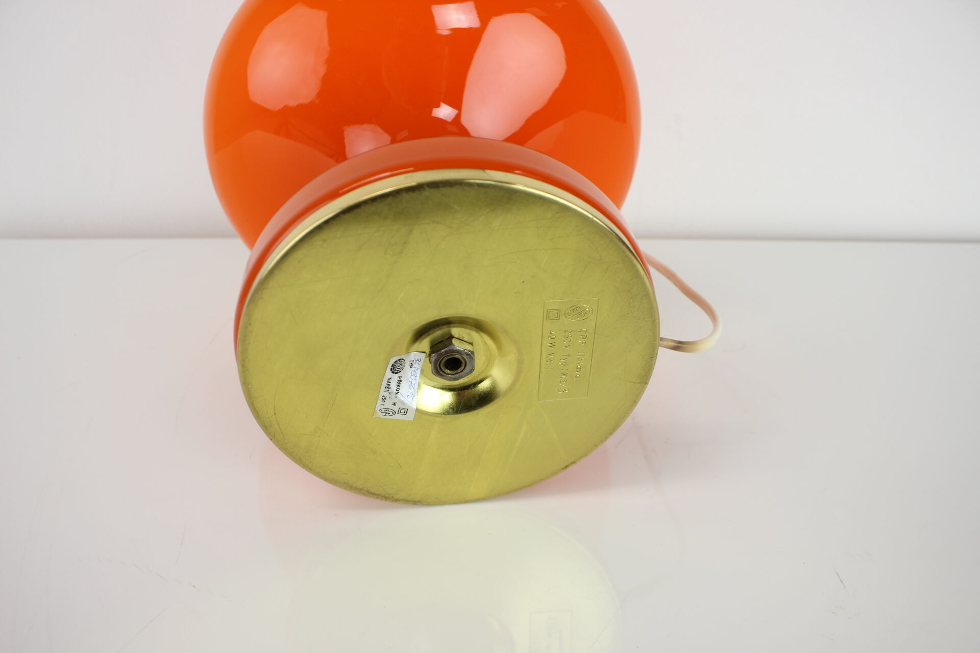 All Glass Orange Table Lamp by Valasske Mezirici, 1970s