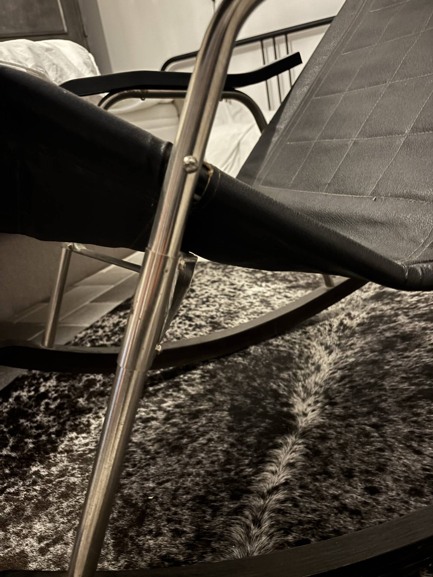 Rocking chair par Takeshi Nii-Cuir et bois -60’s